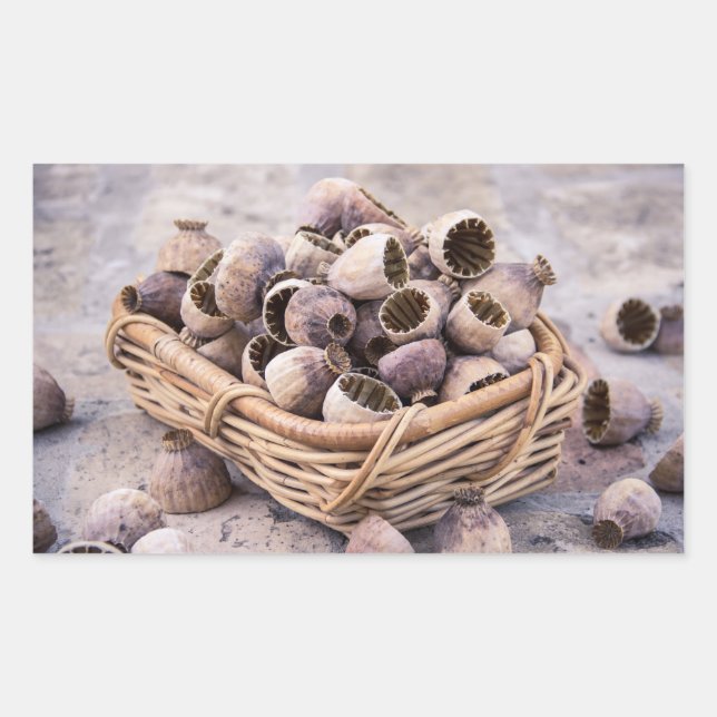 Basket of Dried Pod Poppy Seeds Sticker (Front)