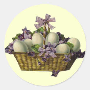Basket of Eggs & Violets Classic Round Sticker