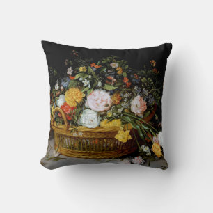 Basket of Flowers, Jan Brueghel the Younger Throw Pillow