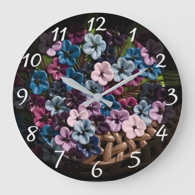 Basket of Flowers Large Clock (Front)