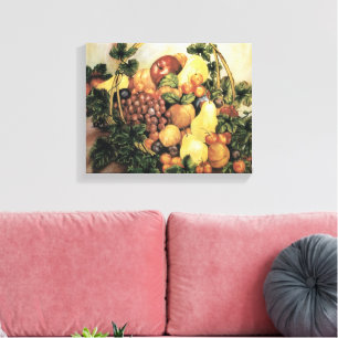 Basket of Fruit Watercolor Painting  Canvas Print