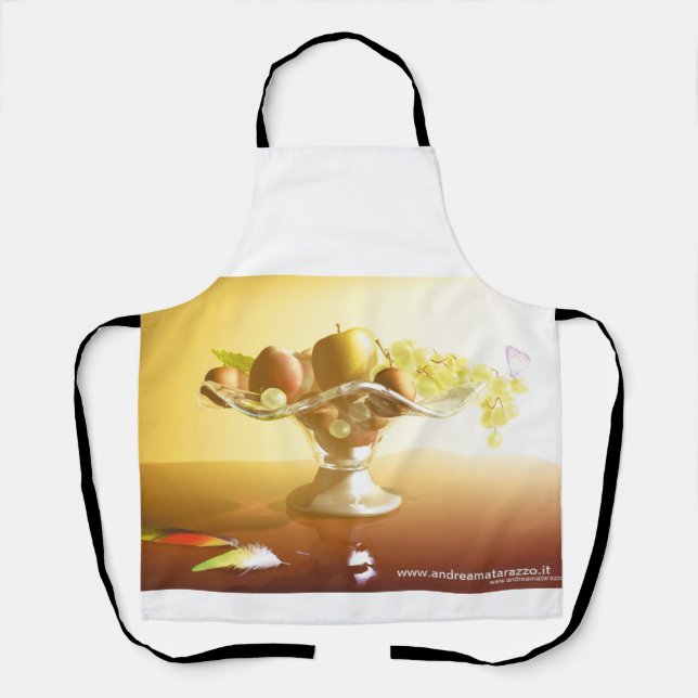 Basket of glass with fruits and batterfly   apron (Front)
