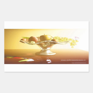 Basket of glass with fruits and batterfly bone sticker