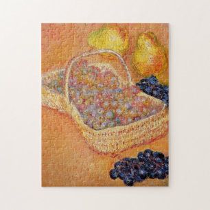 Basket of Grapes Quinces & Pears Monet Fine Art Jigsaw Puzzle