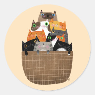 Basket of Kittens Classic Round Sticker