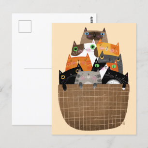 Basket of Kittens Postcard