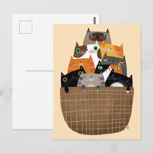 Basket of Kittens Postcard (Front/Back)