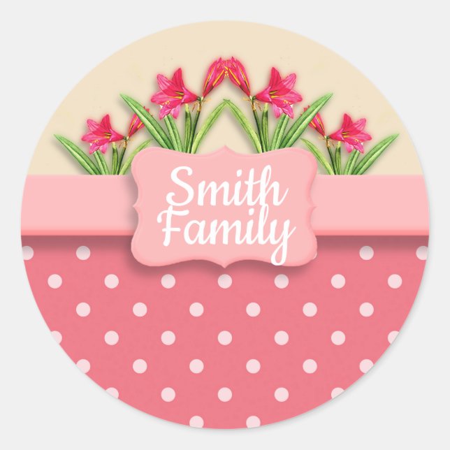 Basket of Lilies Custom Classic Round Sticker (Front)