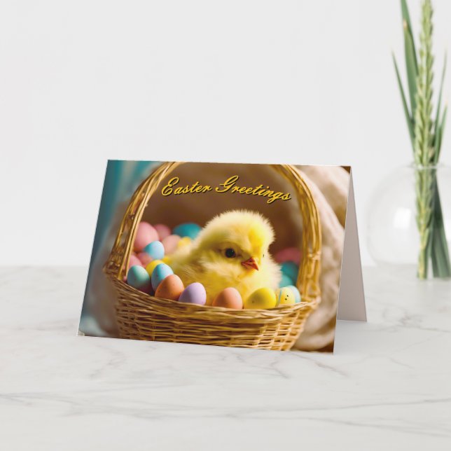 Basket of Love Easter Chick Holiday Card (Front)
