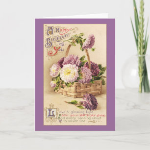 Basket of Mums Vintage Birthday Card
