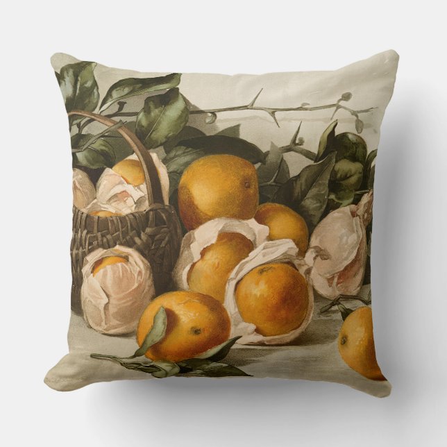Basket of Oranges Throw Pillow (Front)