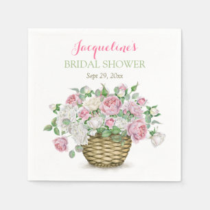 Basket of Pink & White Roses Napkin