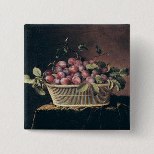 Basket of Plums 2 Inch Square Button