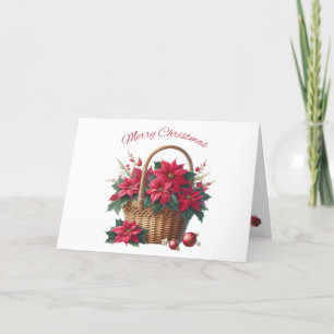 Basket of Poinsettias Merry Christmas Card