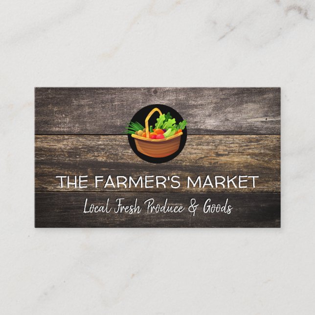 Basket of Produce | Wooden Boards Business Card (Front)