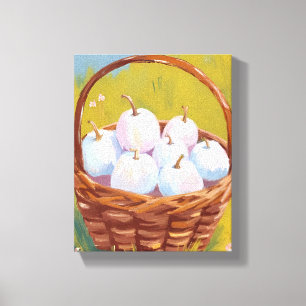 Basket of Pumpkins Watercolor Fall Autumn Canvas Print