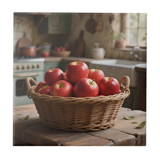 Basket of Red Apples Tile (Front)