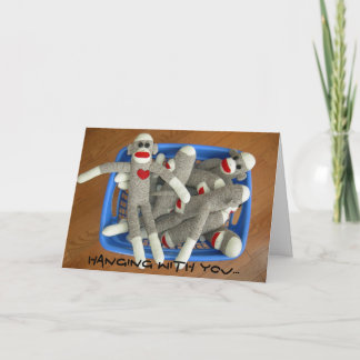 basket of sock monkies card