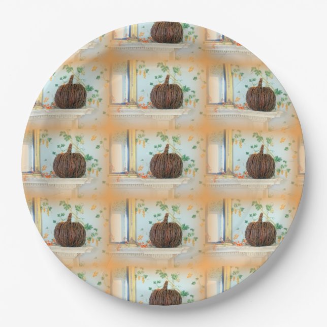 basket pumpkin paper plates (Front)