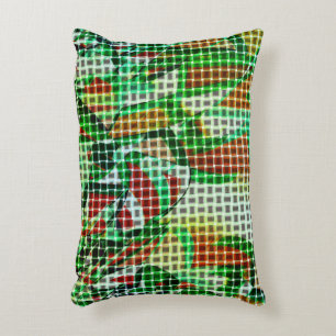 Basket style on green curved tapes, coral details accent pillow