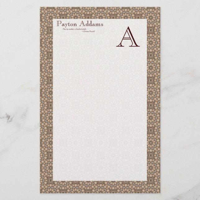 Basket Weave Art Pattern 1 • Monogram Stationery (Front)