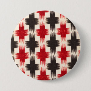 Basket Weave Pattern red and black Abstract art 3 Inch Round Button