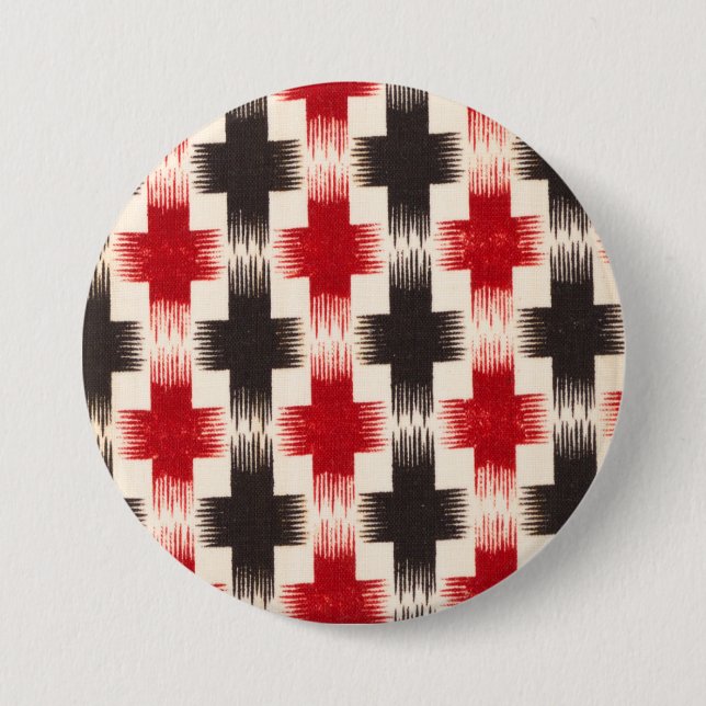 Basket Weave Pattern red and black Abstract art 3 Inch Round Button (Front)