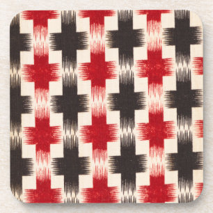 Basket Weave Pattern red and black Abstract art Coaster