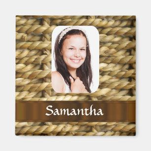 Basket weave photo template magnet