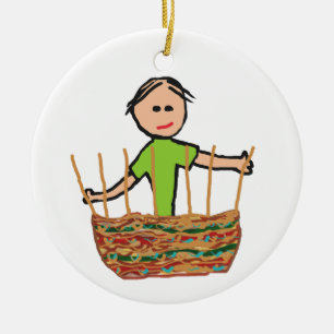 Basket Weaving Ceramic Ornament