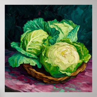 Basket with Cabbages After Van Gogh Poster