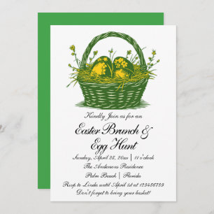 Basket with Easter Eggs Easter Brunch & Egg Hunt Invitation