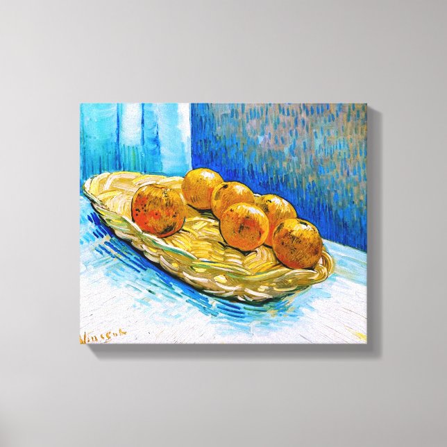 Basket with Six Oranges Van Gogh Fine Art Canvas Print (Front)