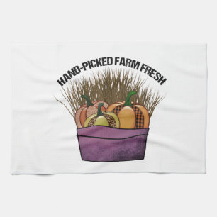 Basket with three pumkins kitchen towel