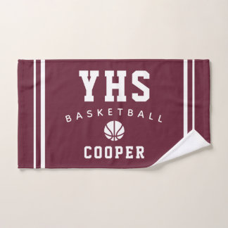 BasketbalI Icon, Custom Name & School, Team Gift Hand Towel