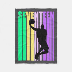 Basketball 17th Birthday Boy Mens Dad Retro Teenag Fleece Blanket