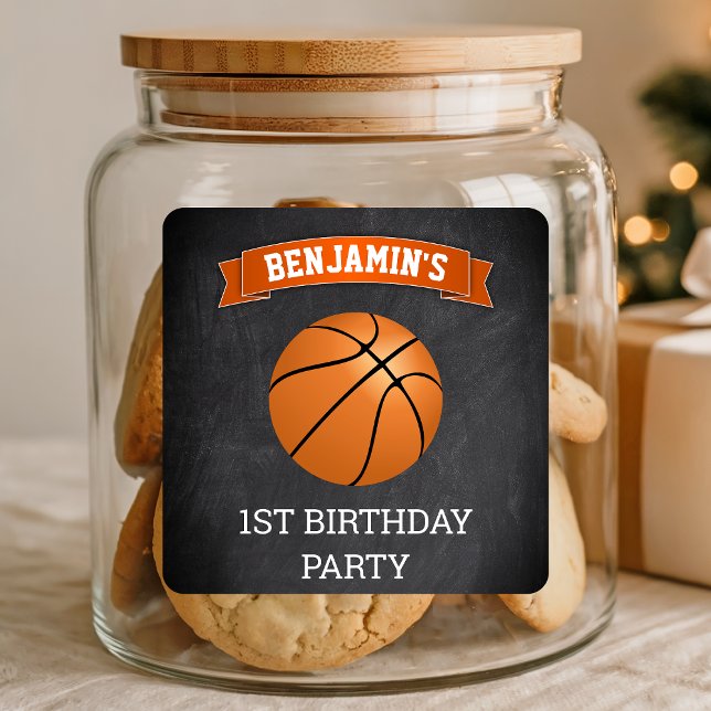 Basketball 1er Anniversaire Fête Favoriser Sticker (Créateur téléchargé)