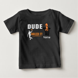 Basketball 1st Birthday with number in mini hoop Baby T-Shirt