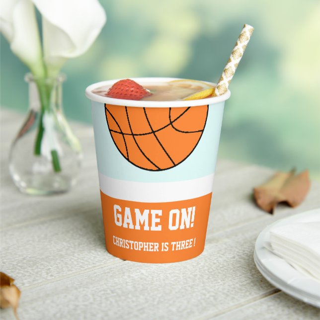 Basketball 3rd Birthday Paper Cups (Insitu)
