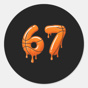 Basketball 67 Meme Funny Cool Slam Dunk For Boys K Classic Round Sticker
