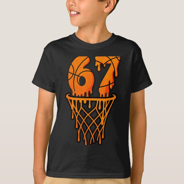 Basketball 67 Meme Funny Six Seven Gen Alpha Drip  T-Shirt (Front)