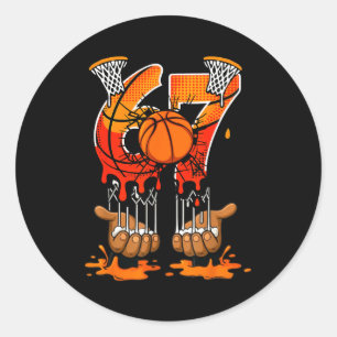 Basketball 67 Six Seven 6 7 Boys Funny Gen Alpha M Classic Round Sticker