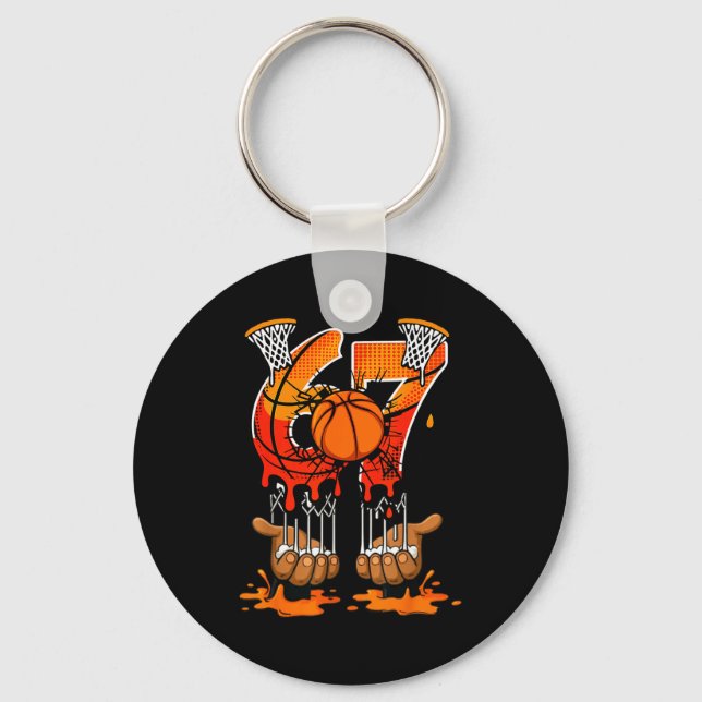 Basketball 67 Six Seven 6 7 Boys Funny Gen Alpha M Keychain (Front)