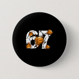 Basketball 67 Six Seven 6 7 Kids Funny Gen Alpha M 2 Inch Round Button