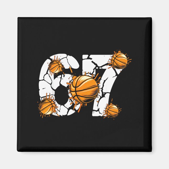 Basketball 67 Six Seven 6 7 Kids Funny Gen Alpha M Magnet (Front)