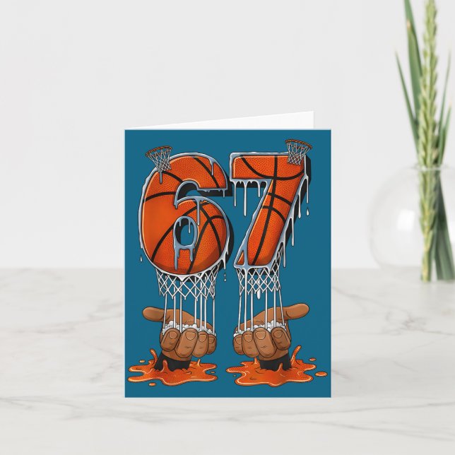Basketball 67 Six Seven Funny Gen Alpha Meme Drip  Card (Front)
