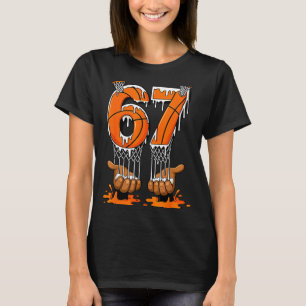 Basketball 67 Six Seven Funny Gen Alpha Meme Drip  T-Shirt