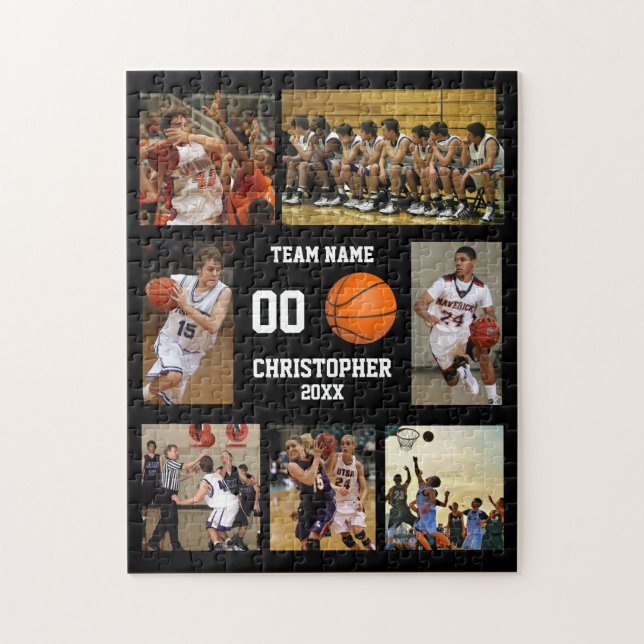 Basketball 7 Team Photo Collage Jigsaw Puzzle (Vertical)