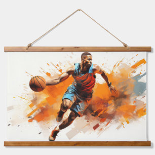 Basketball Action Sport Painting Abstract Art Deco Hanging Tapestry