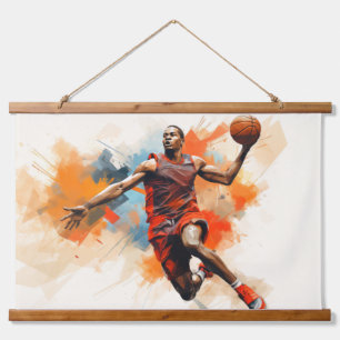 Basketball Action Sport Painting Abstract Art Deco Hanging Tapestry
